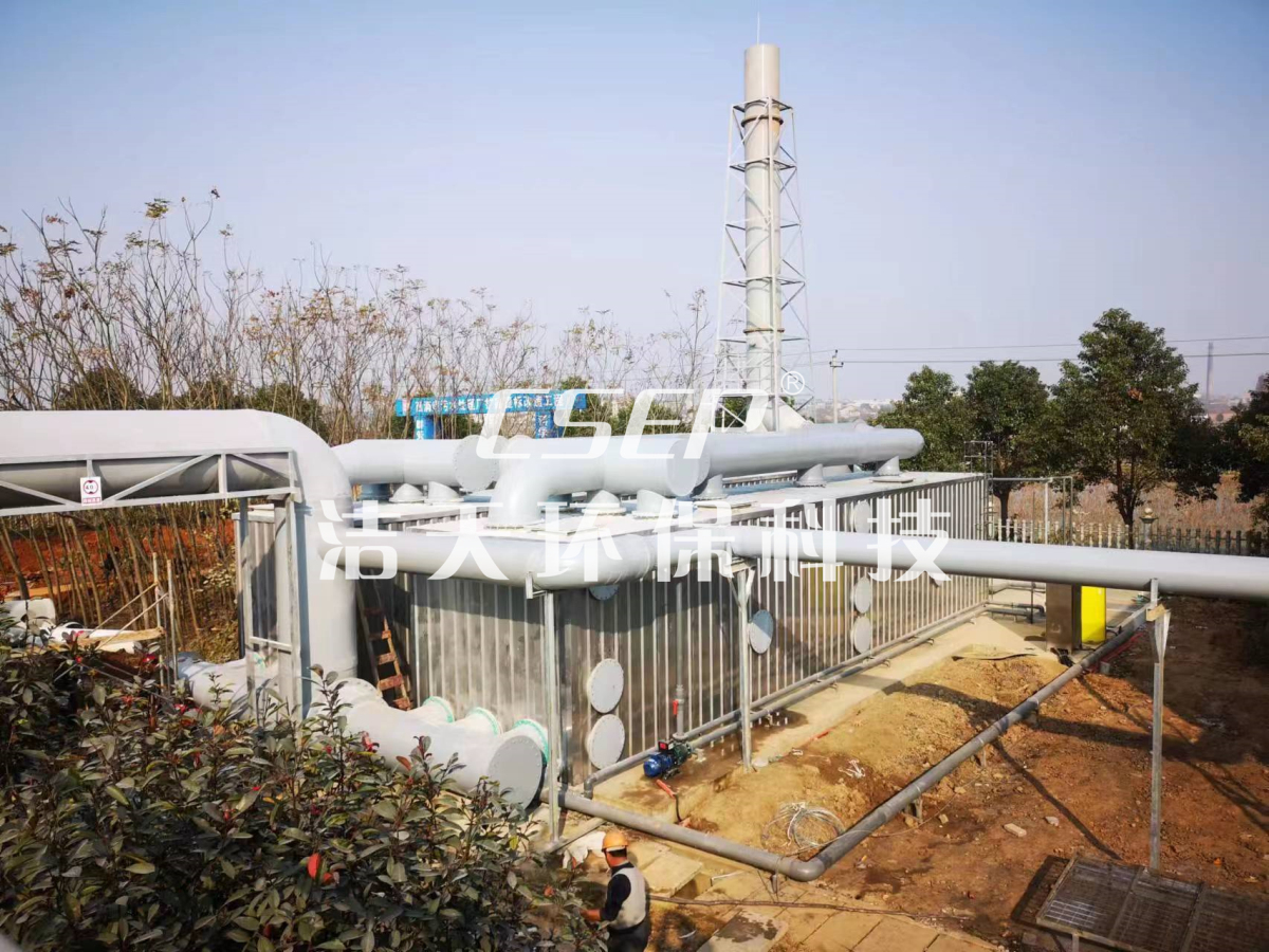 市政污水处理厂恶臭废气加盖收集+生物滤池处理